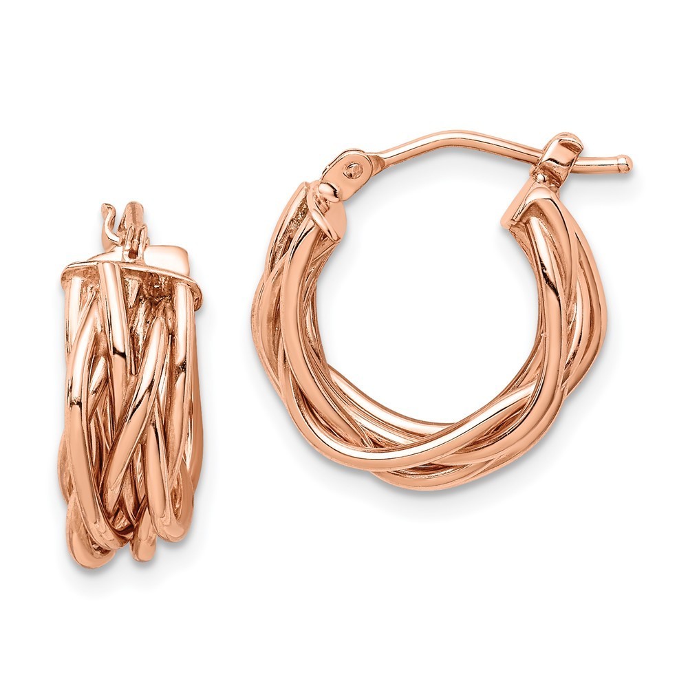 14k Rose Polished Braided Hoop Earrings 436$